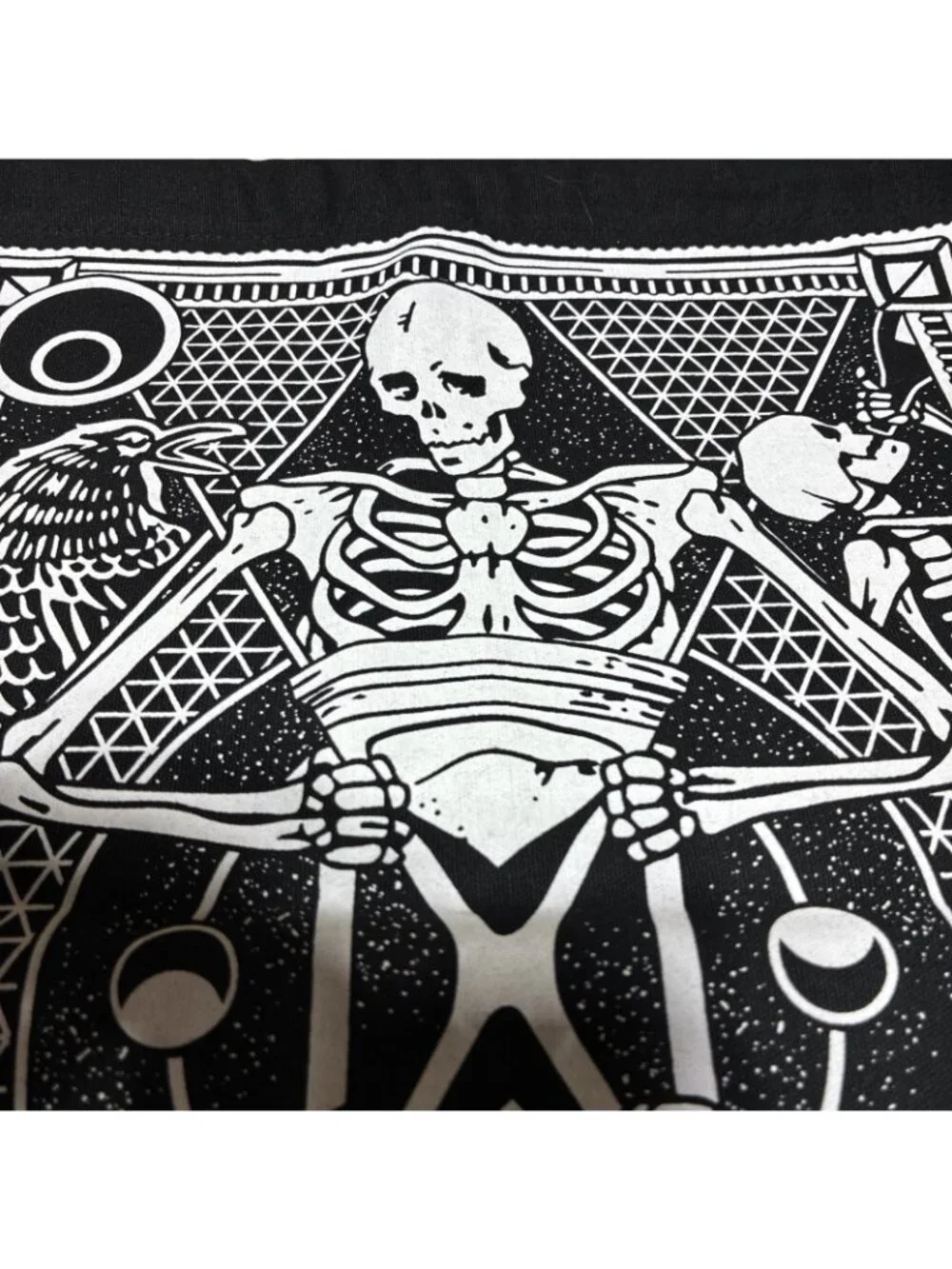 ￼ Large Black Canvas Gotham Storage Pouch Bag Gothic Skeleton Hourglass Tarot 17